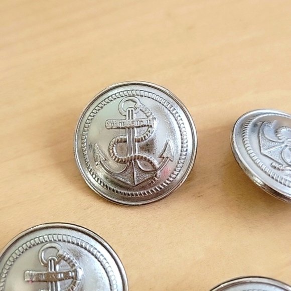 Military Navy Silver Anchor Buttons -6 - Picture 2 of 3